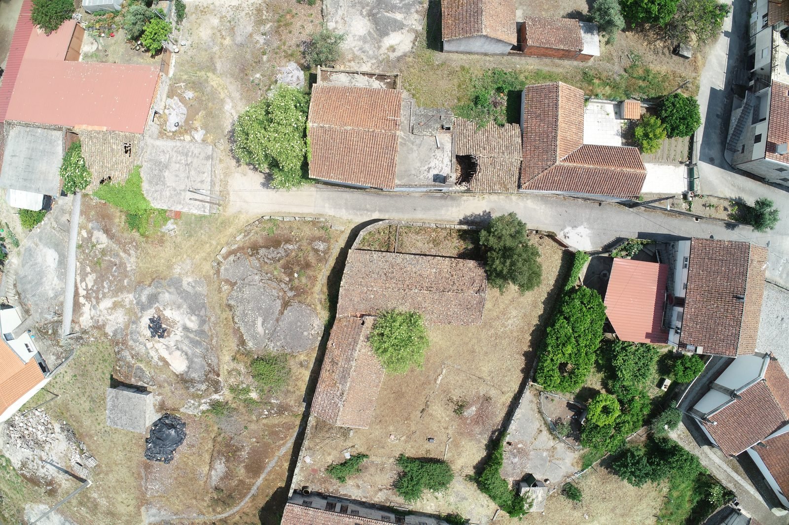 Aerial view of the property and outbuildings, May 2023