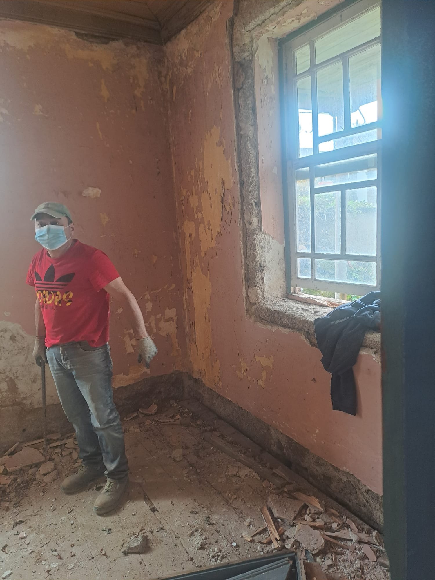 Working through a room with old peeling paint down to bare plaster
